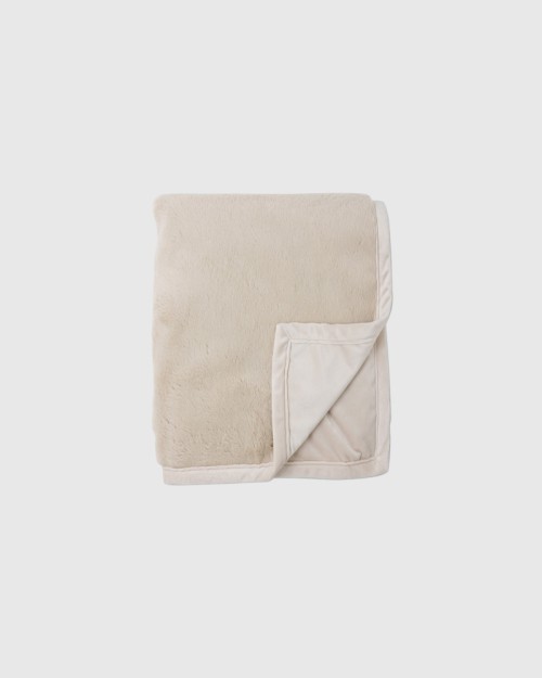 Plush Recycled Faux Fur Throw - Light Camel