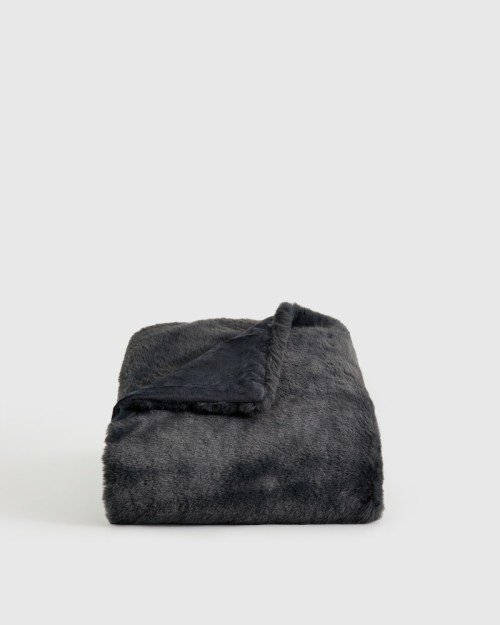 Luxury Faux Fur Throw - Slate