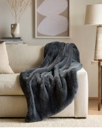 Luxury Faux Fur Throw - Slate