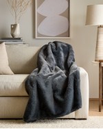 Luxury Faux Fur Throw - Slate