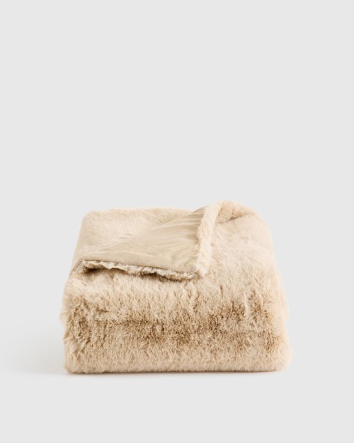 Luxury Faux Fur Throw - Champagne