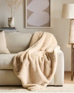 Luxury Faux Fur Throw - Champagne