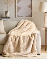 Luxury Faux Fur Throw - Champagne