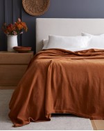 Vintage Wash European Linen Bed Cover - Terracotta