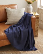 Lightweight European Linen Throw - Navy