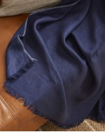 Lightweight European Linen Throw - Navy