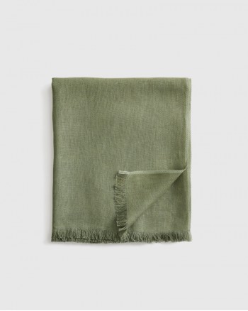 Lightweight European Linen Throw - Olive Meadow