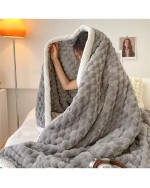 1pc Solid Color Wrapped Plush Blanket Soft And Skin Friendly Fluffy Bedspread In Multiple Sizes Multi Functional Blanket For Travel Bed Sofa Outdoor Use Office All Seasons Ideal For Bedroom And Living Room Decoration Suitable For Sofa Bed Chair Double Sid