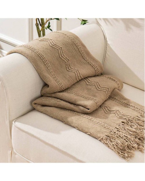 Christmas Throw Blanket For Bed Boho Decorative Throw Blanket For Couch Sofa Sage Green Knitted Blankets Throws Fall Decor 50 X60  - Tan