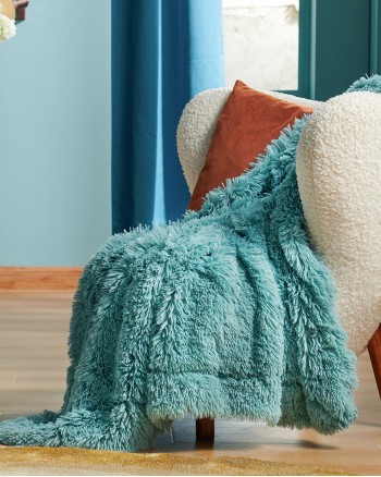 Fluffy Artificial Fur Blanket Fluffy Blanket Fuzzy Cozy Soft And Thick Sherpa Cozy Warm Decorative Gift Throw Blankets For Couch Sofa Bed 640  Sofa Blanket Bedroom Blankets - Teal Blue