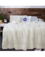 Soft Fluffy Faux Fur Throw Blanket 60 X 80 Inches Plush Lightweight Warm Shaggy Fleece Blankets For Bed Couch Sofa Chair Home Decorative Cream - Creamy White