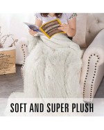 Soft Fluffy Faux Fur Throw Blanket 60 X 80 Inches Plush Lightweight Warm Shaggy Fleece Blankets For Bed Couch Sofa Chair Home Decorative Cream - Creamy White