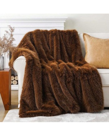 Luxury Fluffy Fur Throw Blanket Soft Cozy Faux Fur Blanket For Couch Sofa Bed Plush Warm Fuzzy Throws With Long Pile Fall Home Decor - Coffee