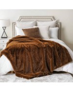 Luxury Fluffy Fur Throw Blanket Soft Cozy Faux Fur Blanket For Couch Sofa Bed Plush Warm Fuzzy Throws With Long Pile Fall Home Decor - Coffee