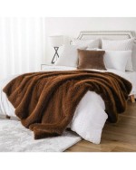 Luxury Fluffy Fur Throw Blanket Soft Cozy Faux Fur Blanket For Couch Sofa Bed Plush Warm Fuzzy Throws With Long Pile Fall Home Decor - Coffee