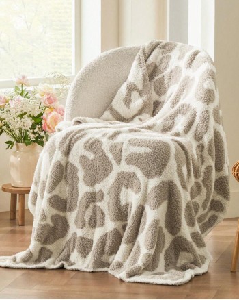 Blanket Super Soft Knit Throw Blanket Warm Cozy Reversible Blanket Fluffy Fuzzy Plush Lightweight Blanket For Couch Sofa Bed - Leopard Khaki