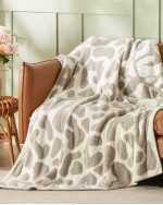 Blanket Super Soft Knit Throw Blanket Warm Cozy Reversible Blanket Fluffy Fuzzy Plush Lightweight Blanket For Couch Sofa Bed - Leopard Khaki