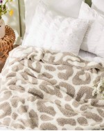 Blanket Super Soft Knit Throw Blanket Warm Cozy Reversible Blanket Fluffy Fuzzy Plush Lightweight Blanket For Couch Sofa Bed - Leopard Khaki