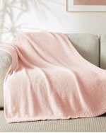 Blanket Super Soft Knit Throw Blanket Warm Cozy Reversible Blanket Fluffy Fuzzy Plush Lightweight Blanket For Couch Sofa Bed - Pink